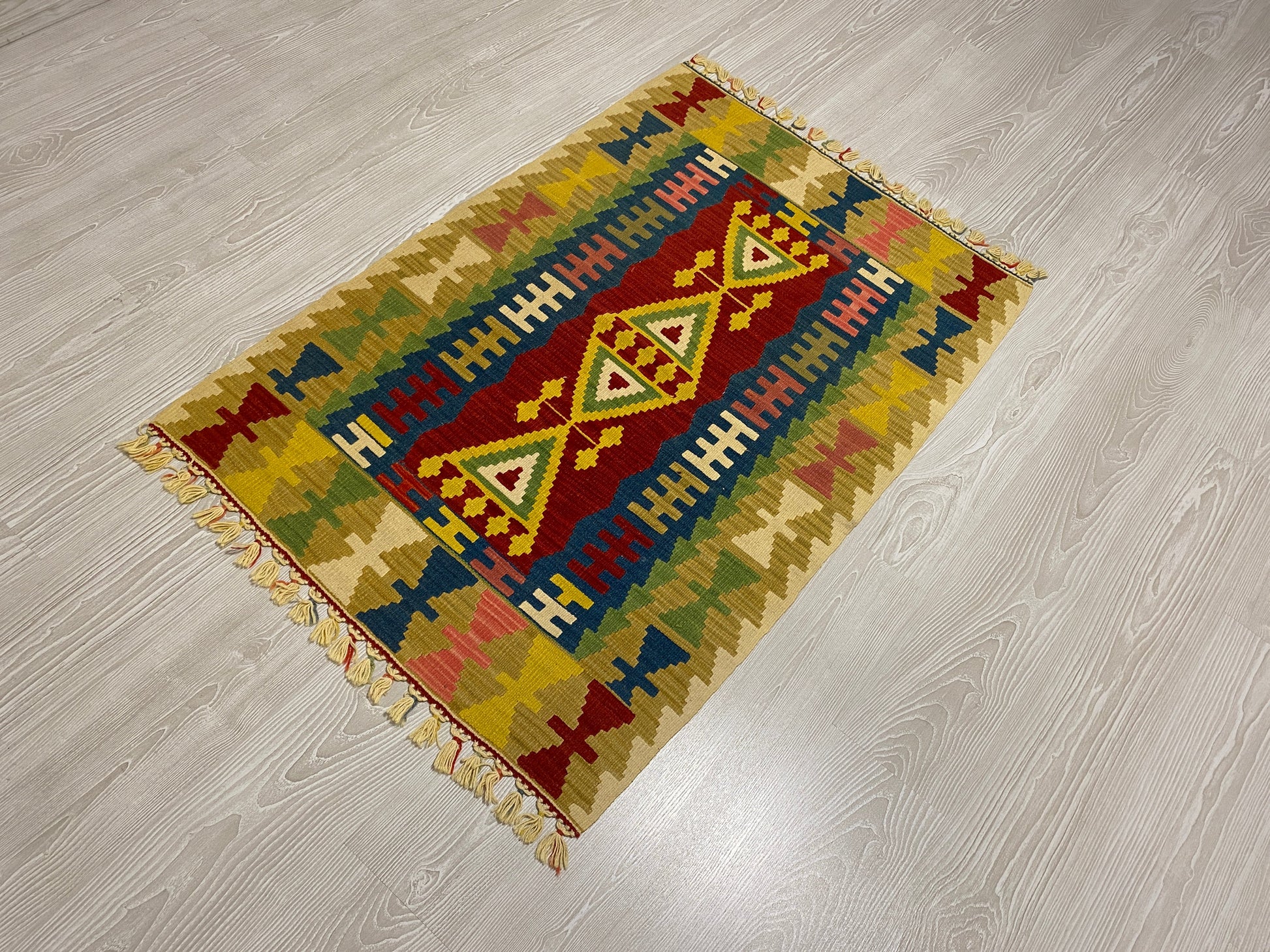 Yellow New Turkish Kayseri Gomurgen Kilim Rug - Kilim Art Gallery