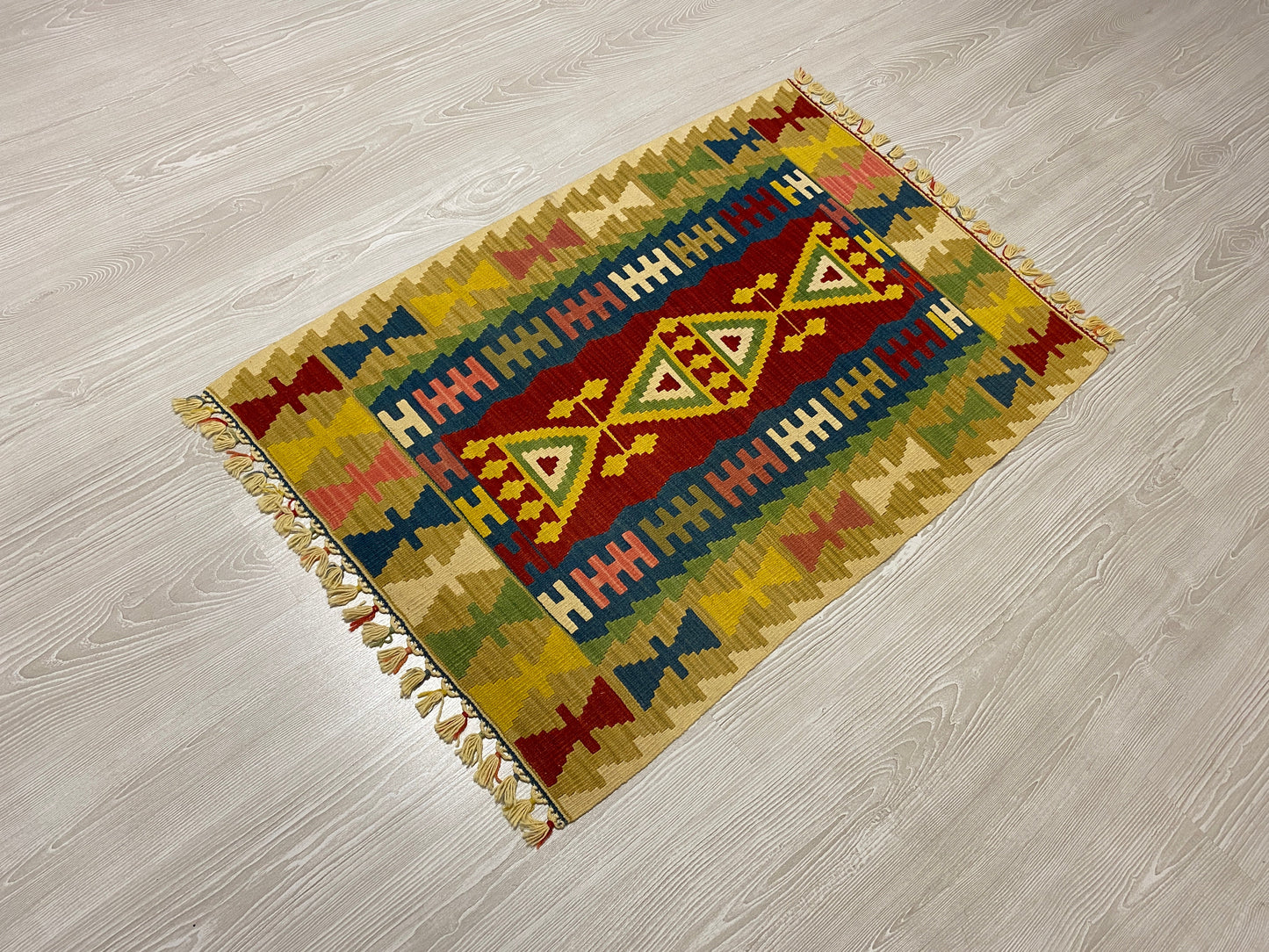Yellow New Turkish Kayseri Gomurgen Kilim Rug - Kilim Art Gallery