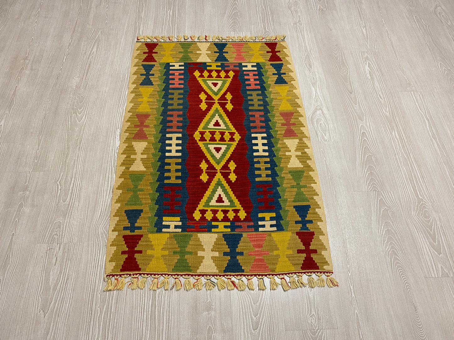 Yellow New Turkish Kayseri Gomurgen Kilim Rug - Kilim Art Gallery