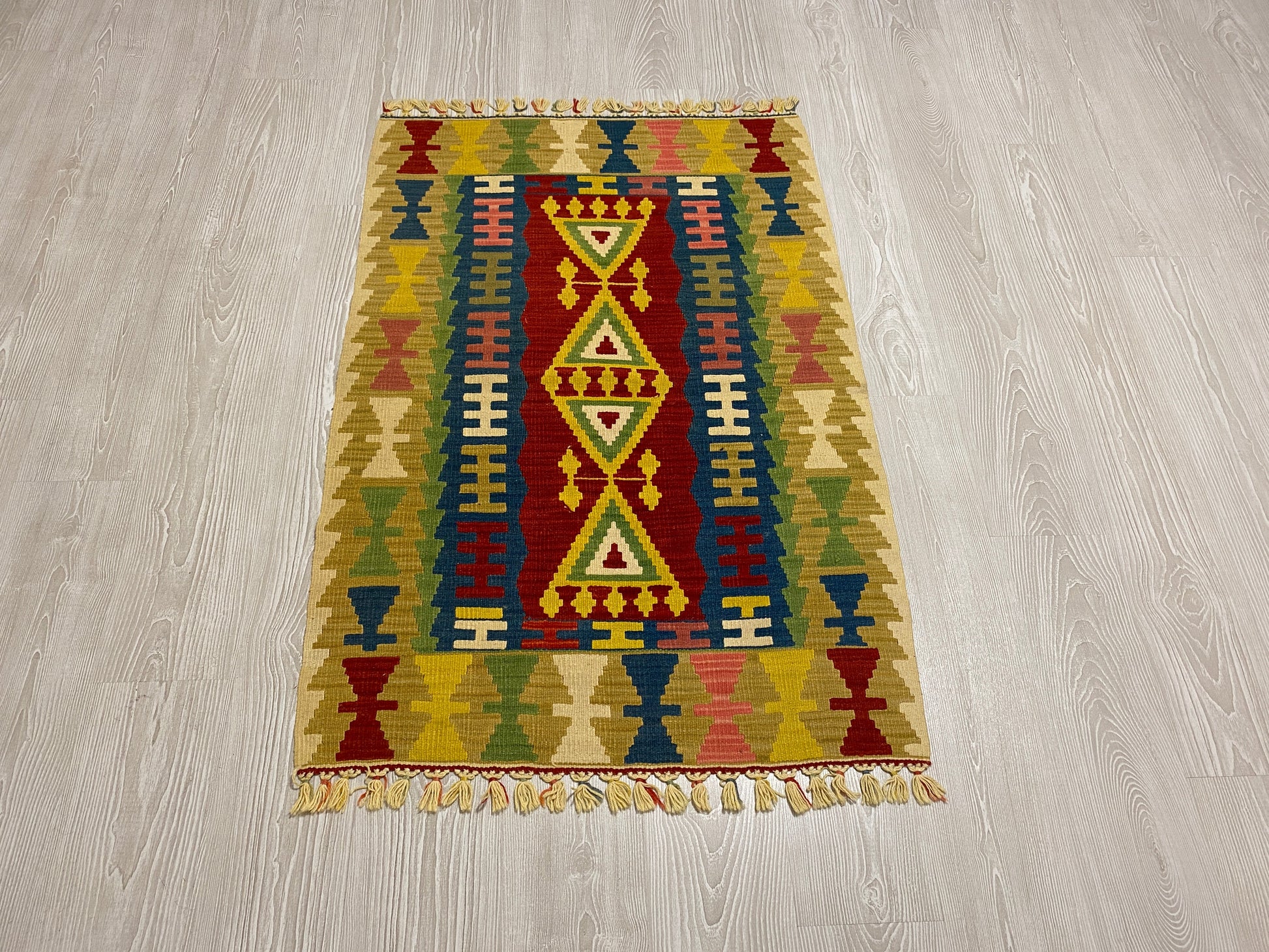 Yellow New Turkish Kayseri Gomurgen Kilim Rug - Kilim Art Gallery