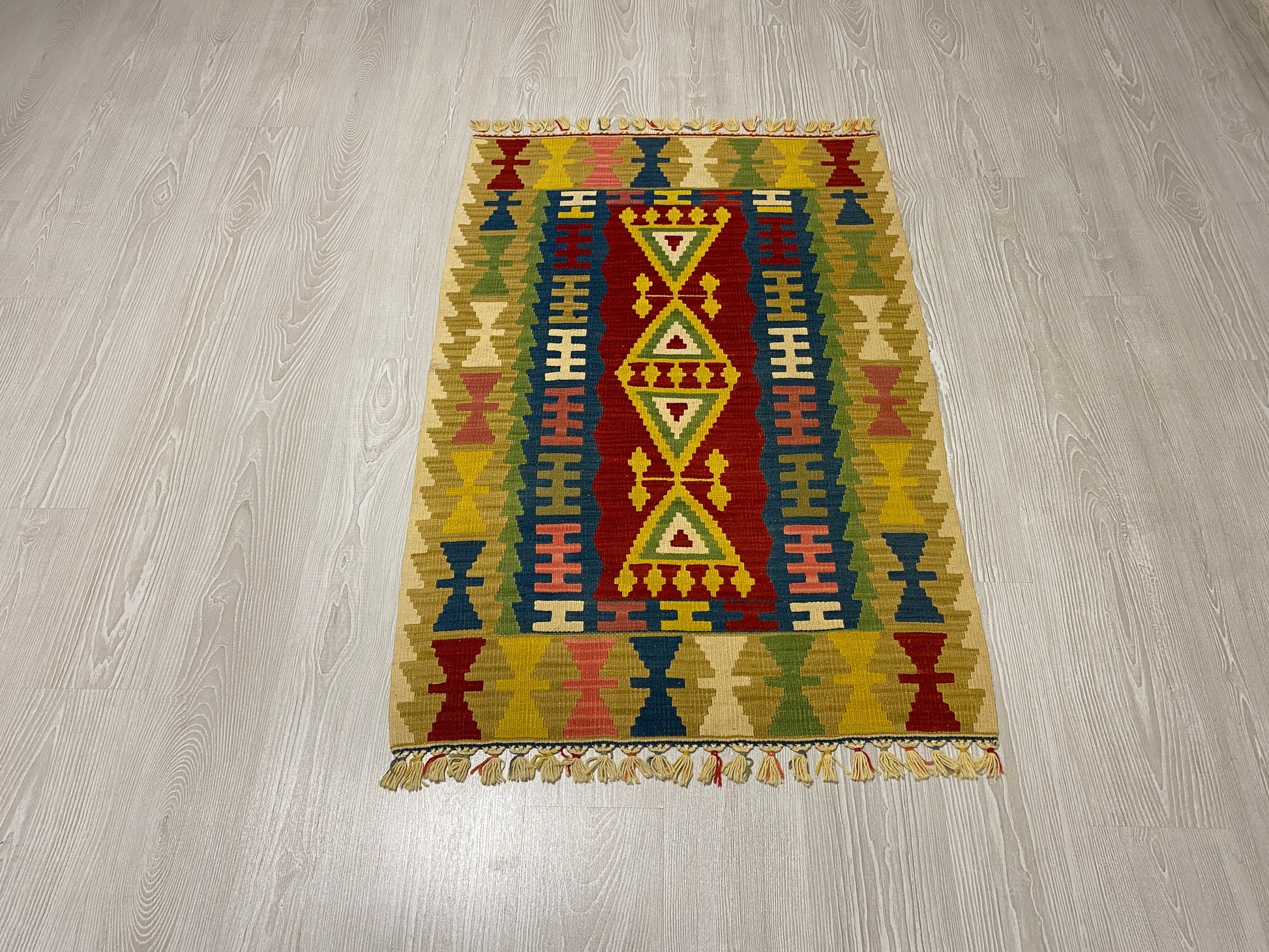 Yellow New Turkish Kayseri Gomurgen Kilim Rug - Kilim Art Gallery