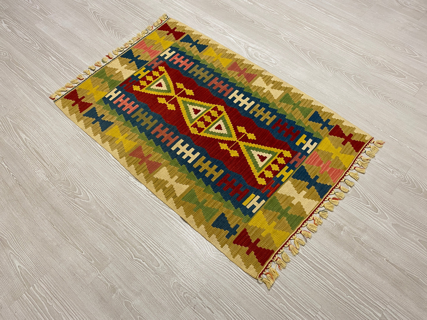 Yellow New Turkish Kayseri Gomurgen Kilim Rug - Kilim Art Gallery