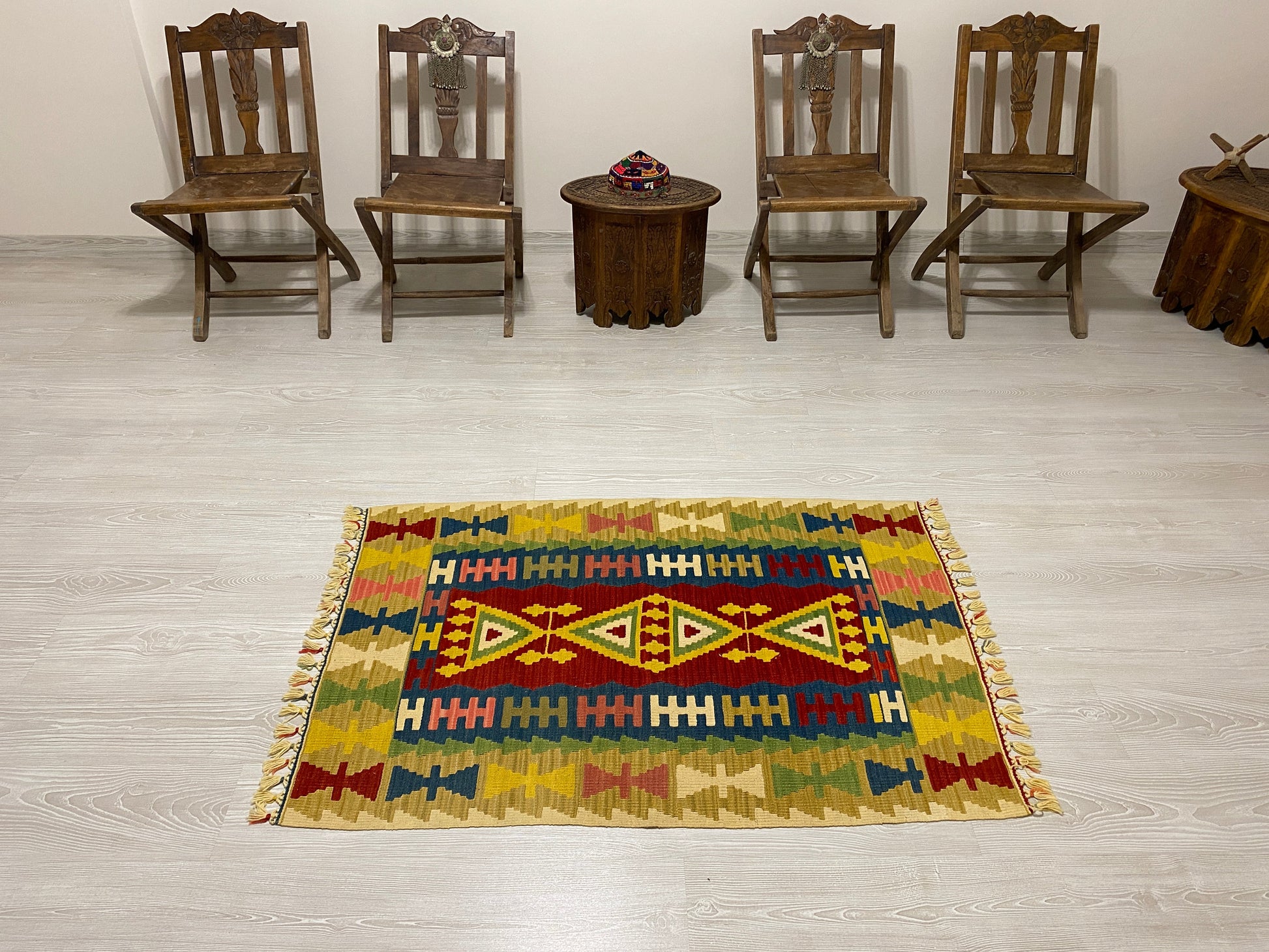 Yellow New Turkish Kayseri Gomurgen Kilim Rug - Kilim Art Gallery