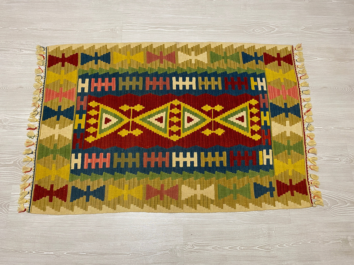 Yellow New Turkish Kayseri Gomurgen Kilim Rug - Kilim Art Gallery