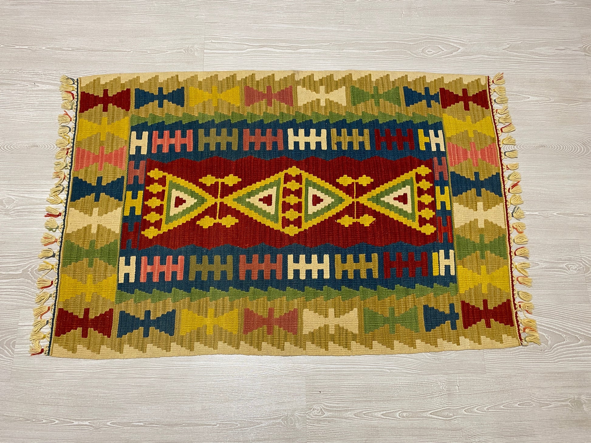 Yellow New Turkish Kayseri Gomurgen Kilim Rug - Kilim Art Gallery