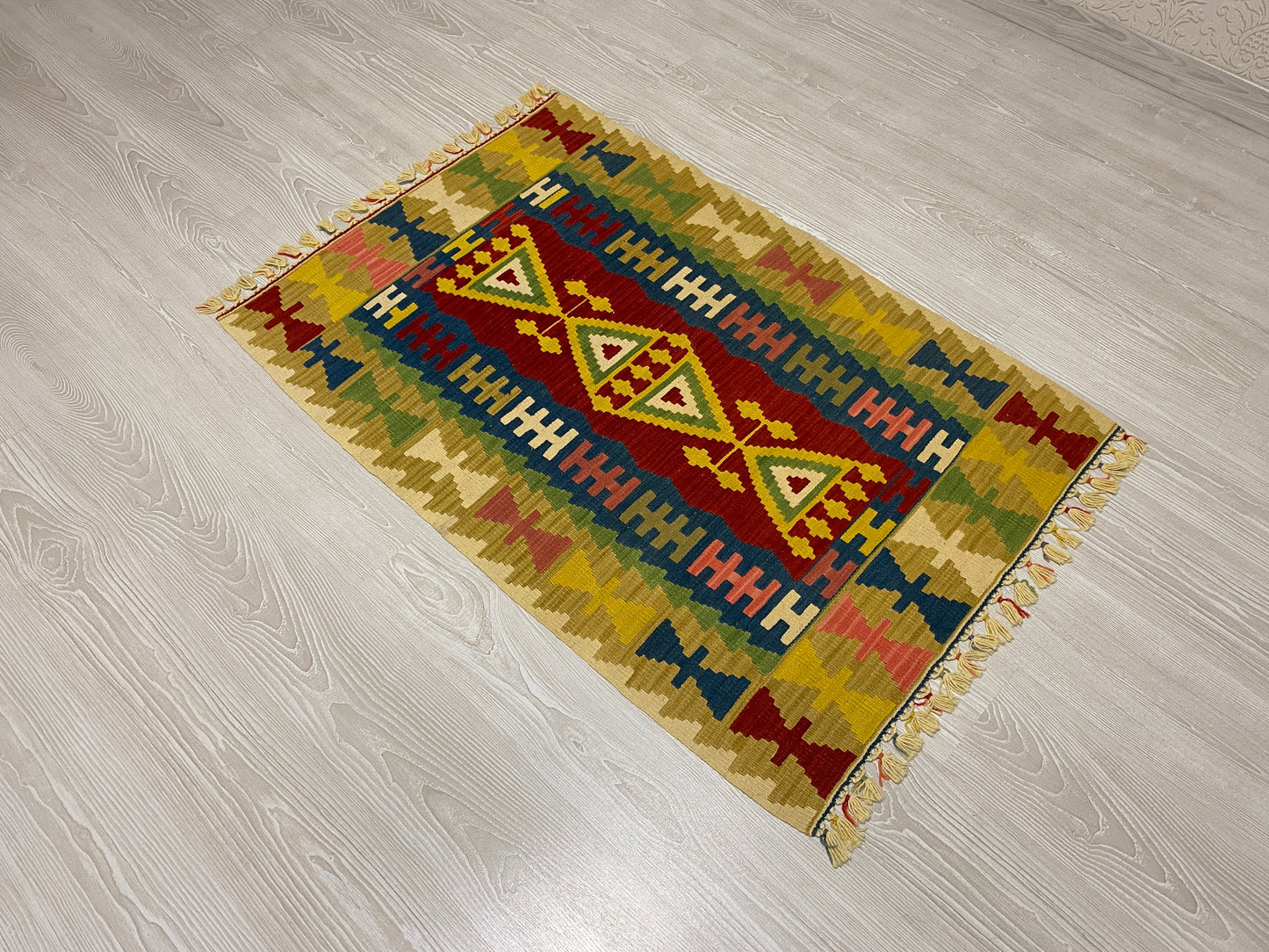 Yellow New Turkish Kayseri Gomurgen Kilim Rug - Kilim Art Gallery